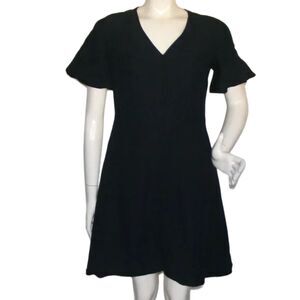 BANANA REPUBLIC Dress, 4, Navy Blue, Above knee, Fluttery Short sleeve, V-neck